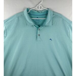 Tommy Bahama Polo Shirt Mens 3XLB Big Blue Green Performance Short Sleeve Beach
